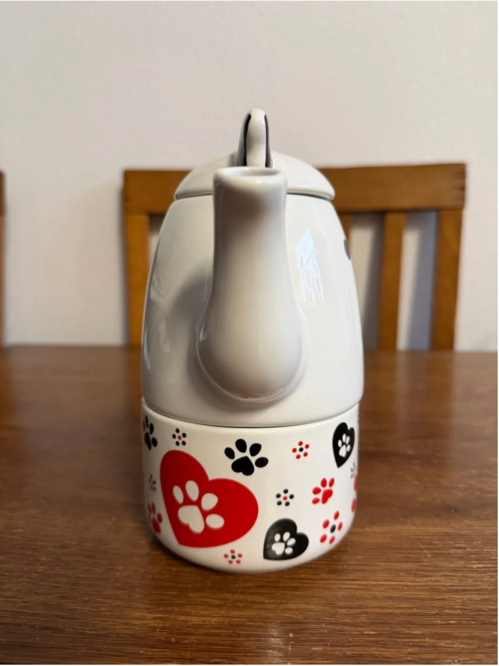 Temp-tations by Tara Dog Tea for One Teapot Mug Set Figural 15 Oz Paw Print Hear
